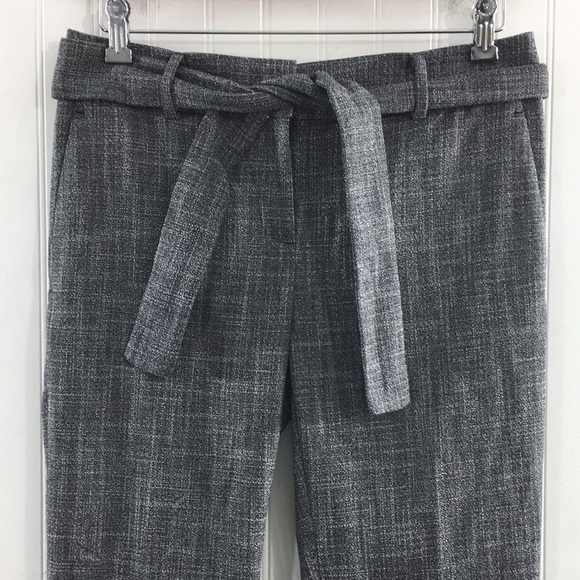 Ann Taylor Gray Trousers Pants Womens 4 Flat Front‎ Belted Slim Tie Belt - Picture 2 of 9